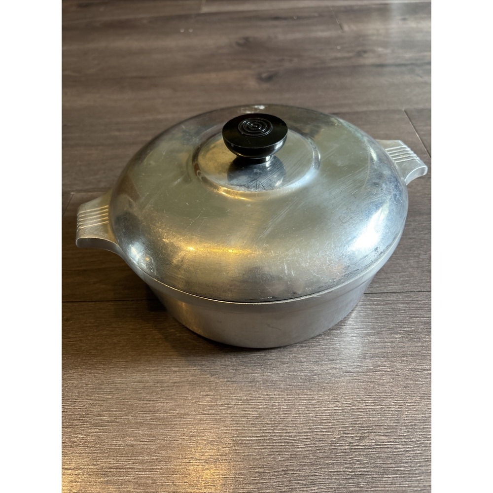 Vtg Magnalite GHC 3.5 Quart Cast Aluminum Stock Pot with Lid USA Made Vintage